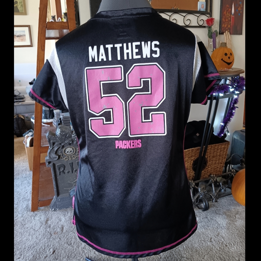 🖤🩷 Green Bay Packers Clay Matthews Jersey Team Apparel XL Black Pink NFL - Picture 7 of 10